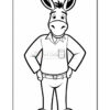 A cartoon donkey standing upright with its hands on its hips, wearing a collared shirt and pants with a belt, looking friendly and approachable against a plain background.