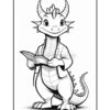 A cartoon dragon character wearing a lab coat, holding an open book with both hands, smiling at the viewer, set against a plain white background.