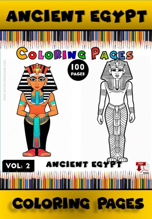 Ancient Egypt with Pharaoh Coloring Pages Printable Vol 2!