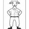 A cartoon sheep standing confidently with its hands on its hips, wearing a collared shirt and trousers. The sheep has a curly fleece head and is drawn in a simplistic, black-and-white coloring style.