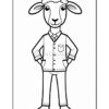 A cartoon sheep character standing upright, wearing a collared shirt and a sweater vest, with hands in pockets and a friendly expression.