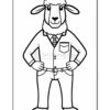 A cartoon sheep character wearing a suit and tie, standing confidently with hands on hips. The sheep has a fluffy white head and a friendly facial expression.