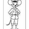 A cartoon mouse dressed as a police officer, wearing a cap and a short-sleeved shirt with two pockets, standing confidently with its arms crossed and a smile on its face.