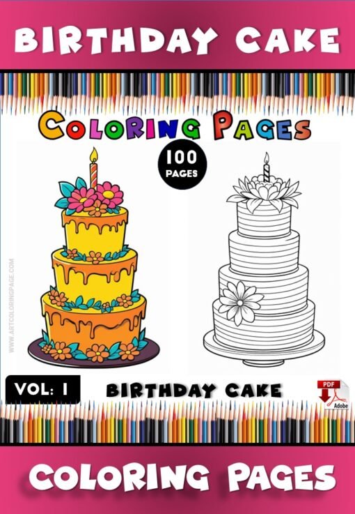 Celebrate Creativity with Birthday Cake Coloring Pages Vol 1