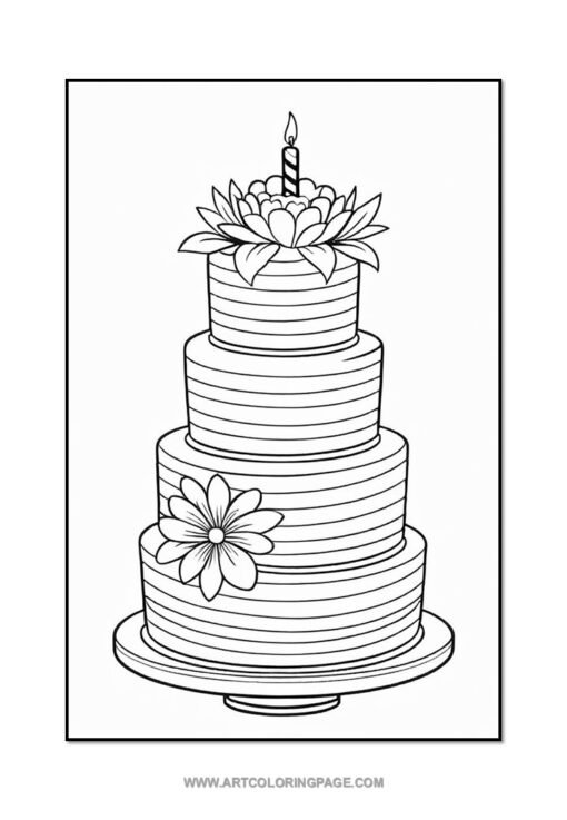 Celebrate Creativity with Birthday Cake Coloring Pages Vol: 1 - Image 2