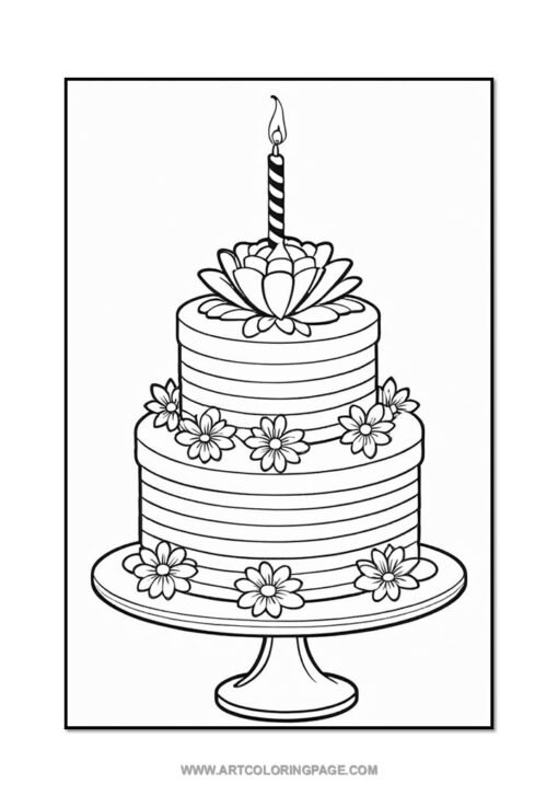 Celebrate Creativity with Birthday Cake Coloring Pages Vol: 1 - Image 3