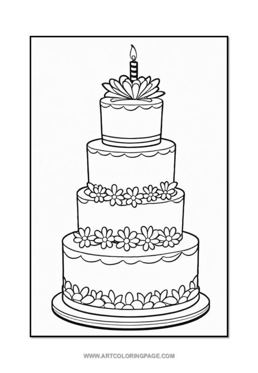 Celebrate Creativity with Birthday Cake Coloring Pages Vol: 1 - Image 4