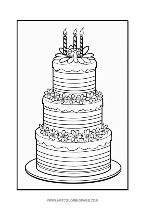 Celebrate Creativity with Birthday Cake Coloring Pages Vol: 1 - Image 5