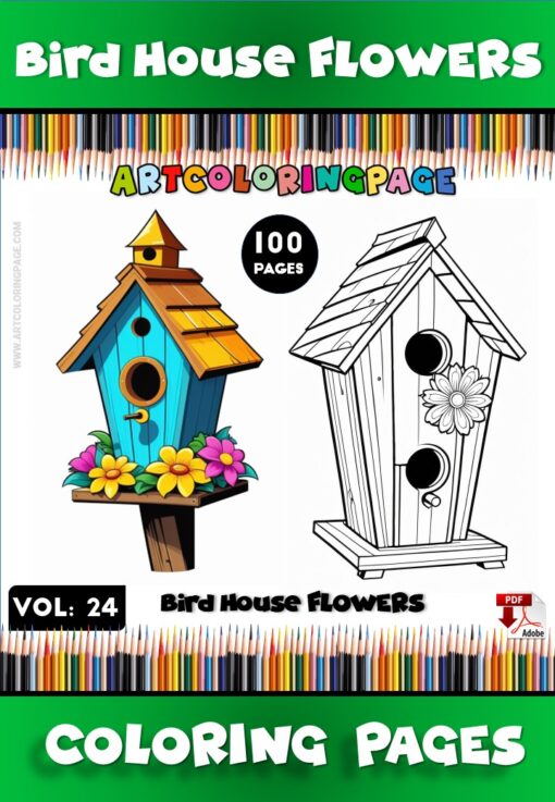 Celebrate Nature with Bird House Coloring Sheets Vol: 24!