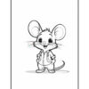 A cute cartoon mouse character with large ears and a happy expression, wearing a short-sleeved shirt and overalls, standing upright against a plain white background.