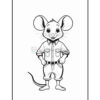 A cartoon mouse standing upright, wearing a button-up shirt with rolled sleeves and pants, displaying a friendly expression with large ears and whiskers.