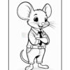 A cartoon mouse character standing confidently with arms crossed, wearing a button-up shirt and a tie, along with trousers and shoes, showcasing a cheerful expression.