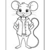 A cartoon mouse character standing with hands on hips, wearing a button-up shirt over a t-shirt and casual pants, showcasing large ears and a friendly expression, against a simple white background.