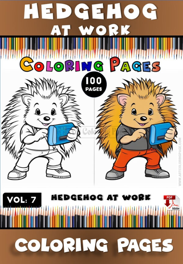 Coloring Hedgehog for Kids Vol 7 – Hedgehog at Work