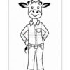 A cartoon cow character standing upright, wearing a collared shirt with rolled-up sleeves and pants, smiling confidently with hands on hips.