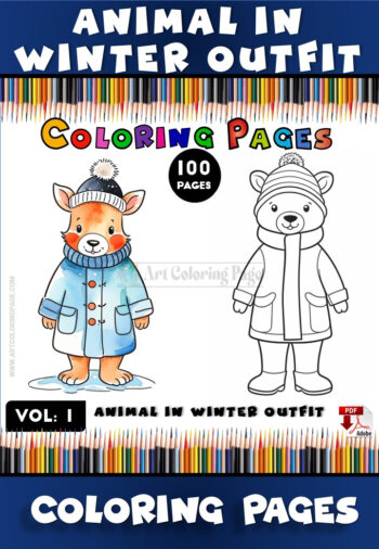 Cozy Up with Animals in Winter Outfits Coloring Vol: 1!