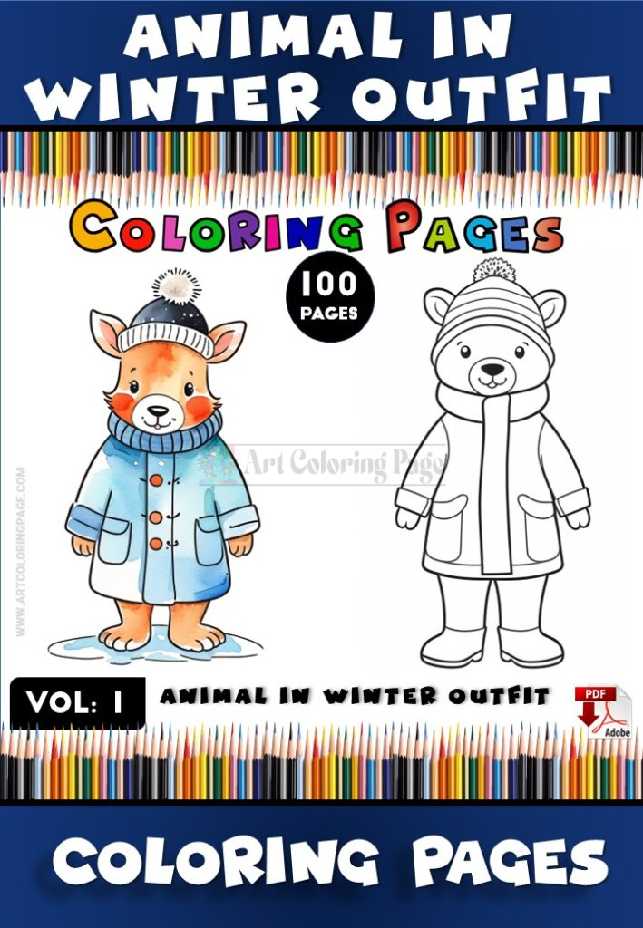 Cozy Up with Animals in Winter Outfits Coloring Vol: 1!