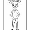 A cartoon deer character standing confidently with antlers, wearing a button-up shirt and jeans. The character has an expressive face and is posed with hands on hips.