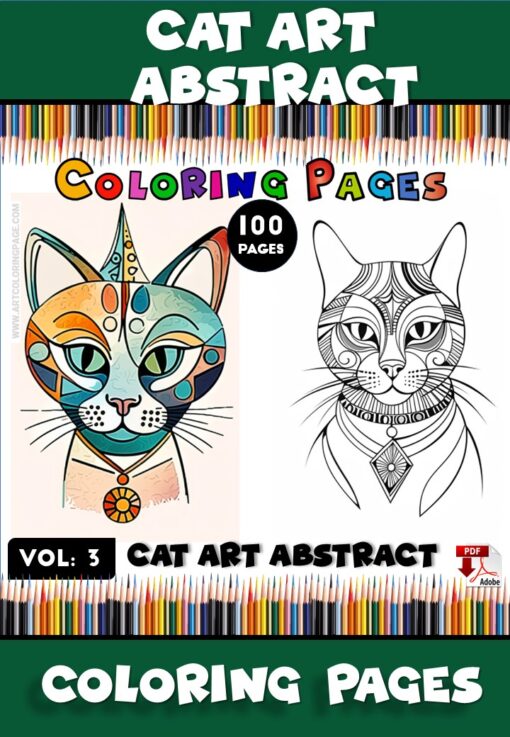 Discover Artistic Bliss with Abstract Cat Coloring Pages Vol 3!