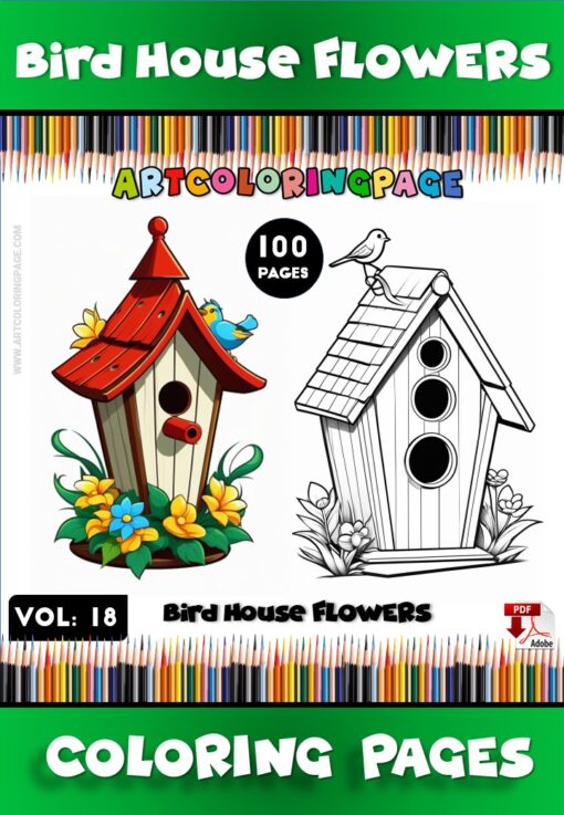 Discover Creative Fun with Interesting Bird Houses for Coloring Vol:18