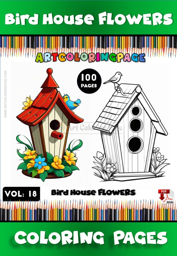 Discover Creative Fun with Interesting Bird Houses for Coloring Vol:18