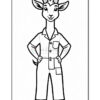 A cartoon goat character with horns, wearing a button-up shirt and pants, standing with hands on hips and a confident expression.