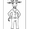 A cartoon goat character standing upright, wearing a collared shirt and pants, with hands on hips and a confident expression, set against a plain background.