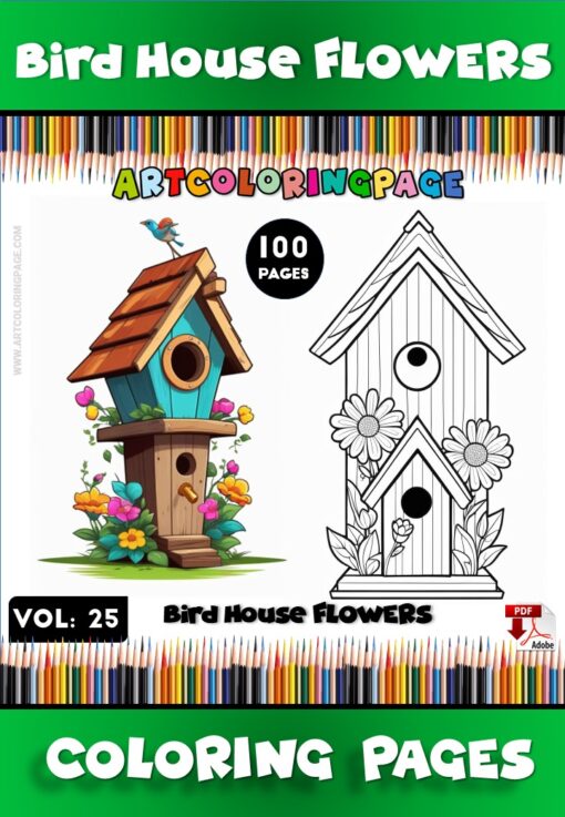 Discover the Joy of Nature with Birdhouse Coloring Sheets Vol: 25!
