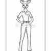 A cartoonish anthropomorphic deer character standing confidently with hands on hips, wearing a collared shirt and slacks.