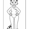 A cartoon-style anthropomorphic cat character with a confident stance, wearing a collared shirt and standing with hands on hips. The cat has pointed ears and a bushy tail with stripes.