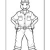 A cartoon turtle character wearing a button-up shirt and a cap, standing confidently with hands on hips. The character is depicted in a coloring book style with outlines only.