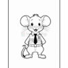 A cartoon mouse character wearing a police uniform, complete with a shirt, tie, and badge, standing with hands on hips and smiling.