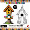 Explore Nature with 100 Coloring Pages: Bird House Vol: 23