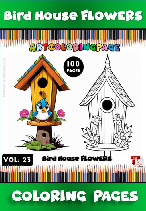 Explore Nature with 100 Coloring Pages: Bird House Vol: 23