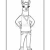 A cartoon llama character standing with hands on hips, wearing a V-neck sweater and jeans, featuring a playful expression and distinctive llama features such as ears and fur.