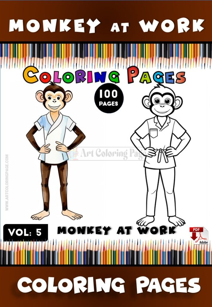 Go Bananas with Monkey Coloring Book Page Vol 5