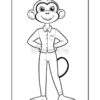 A cartoon monkey character standing confidently with hands on hips, wearing a button-up shirt and pants. The monkey has a friendly smile and distinct facial features, including large round ears and a curly tail.