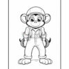 A cartoon monkey character standing upright, wearing a cap and overalls, with a friendly expression and large eyes, set against a plain background.