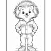 A cartoon hedgehog character stands smiling with hands on its hips, wearing a denim jacket over a shirt, long pants, and sneakers, set against a blank background.