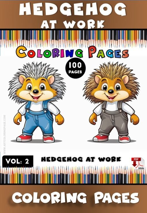 Hedgehog Coloring Sheet Vol: 2 – Hedgehog at Work