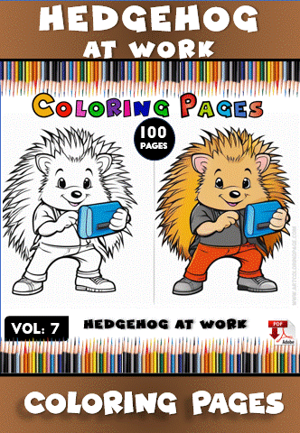Alternative view of Coloring Hedgehog for Kids: Vol 7 – Hedgehog at Work