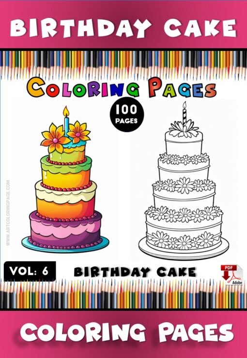 Indulge in Creativity with Coloring Pages of Cakes Vol: 6!