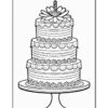 A three-tiered birthday cake with floral decorations and a candle on top, presented on a round cake stand.