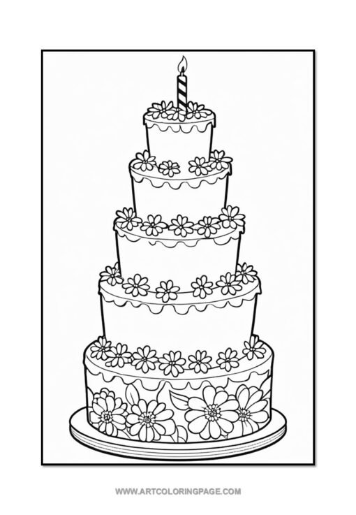 Indulge in Creativity with Coloring Pages of Cakes Vol: 6! - Image 2