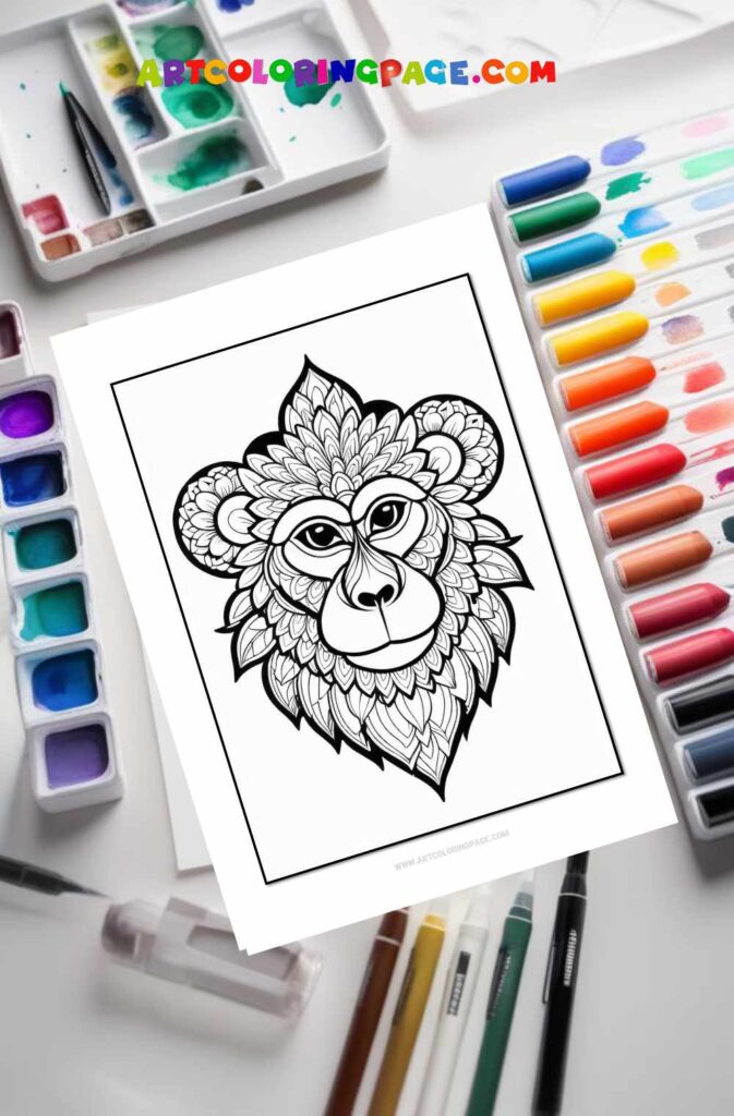 Monkey Mandalas Coloring Pages Collection