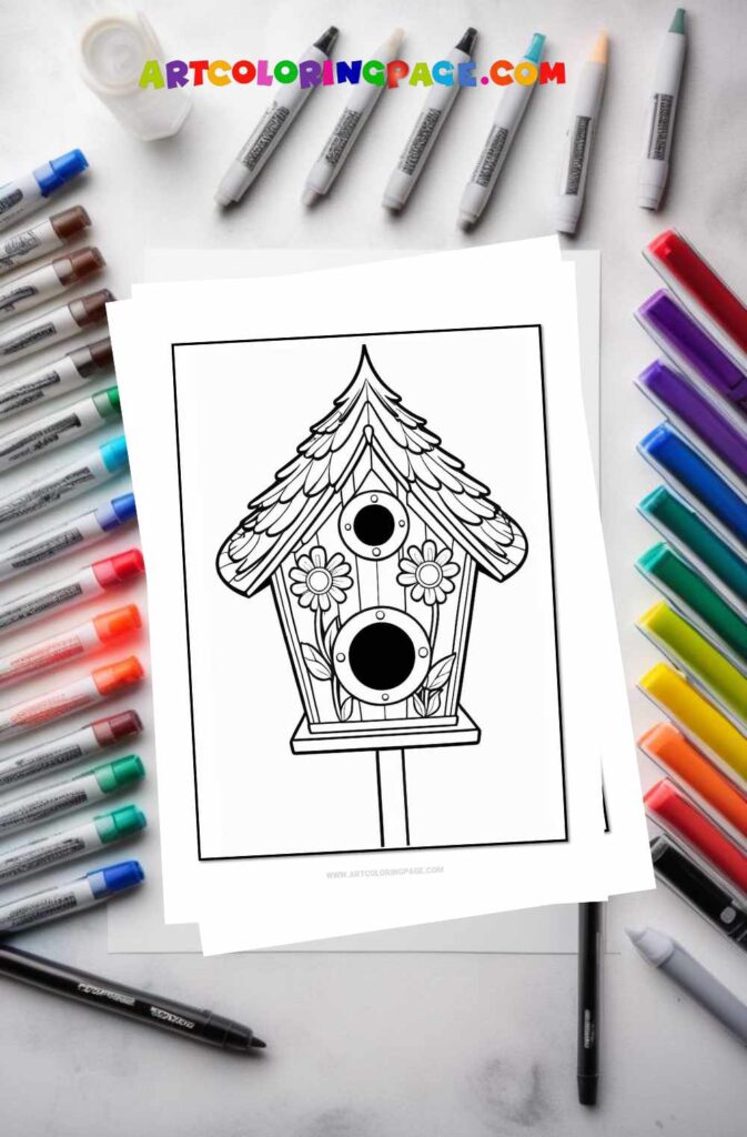 Bird House Flowers Coloring Pages Collection