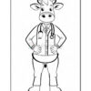 A cartoon-style cow dressed as a doctor, wearing a stethoscope around its neck, a suit, and shoes, with hands on its hips, presented in a black and white line drawing.