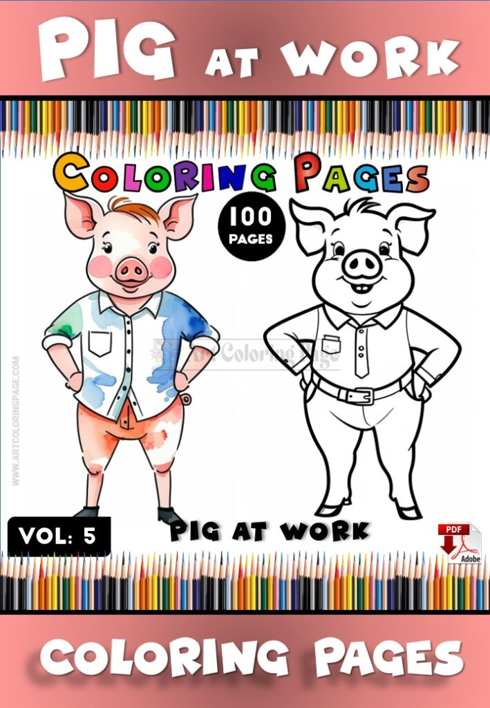 Oink into Creativity with Pigs Coloring Sheet Vol: 5!