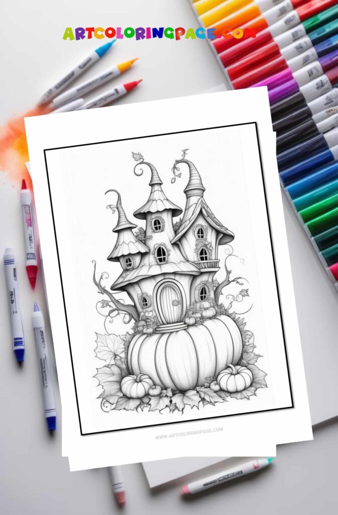 Pumpkins Fairy House coloring pages