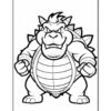 A cartoon character resembling a large, muscular, anthropomorphic turtle with spikes on its back, clenching its fists and showing an aggressive expression.